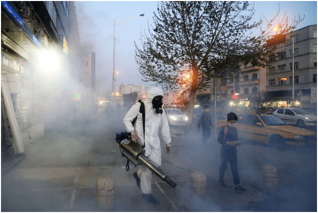Professional fogging operation in urban area