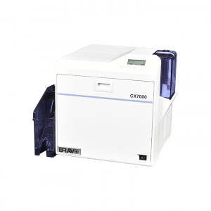 A black, modular BRAVO CX 7000 ID card printer