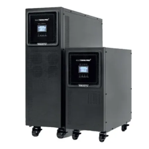 Salicru SLC TWIN PRO UPS system on wheels with front LCD panel for high-capacity power backup.