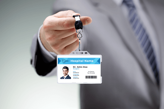 Image of printed hospital employee ID card