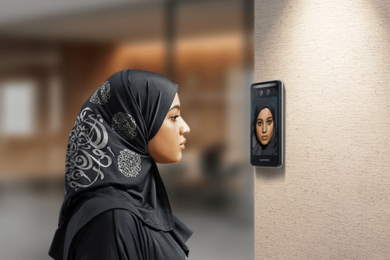 Image of Access control device for secure access using fingerprint, face, IRIS recognition, card, and mobile credentials.