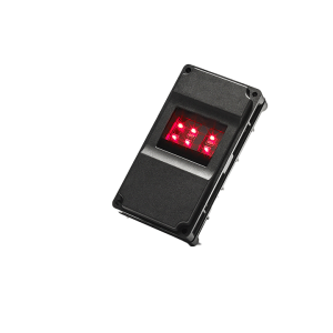 BioMini Slim 2S USB fingerprint scanner with black body, red LED indicators, and compact slim design." Let me know if you'd like any further adjustments