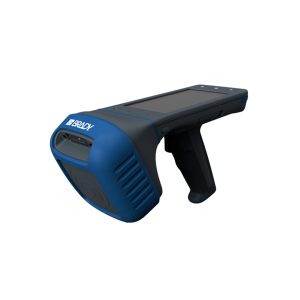 Brady HH85 handheld RFID reader with rugged pistol grip and touchscreen for UHF, NFC, and barcode scanning.