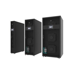 Row Mount CW cooling units for data centers with front-facing fans and black enclosure – ScreenCheck