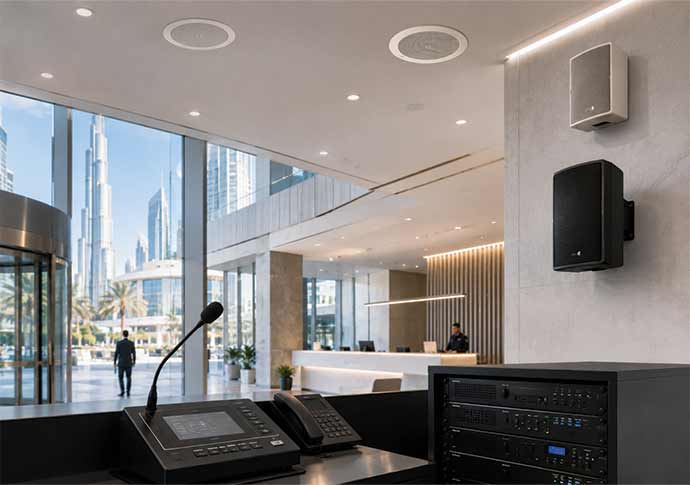 Public address system supplier in UAE for commercial buildings and paging solutions
