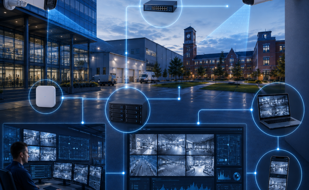 Complete CCTV solution with IP cameras, video recorders and remote monitoring in the UAE